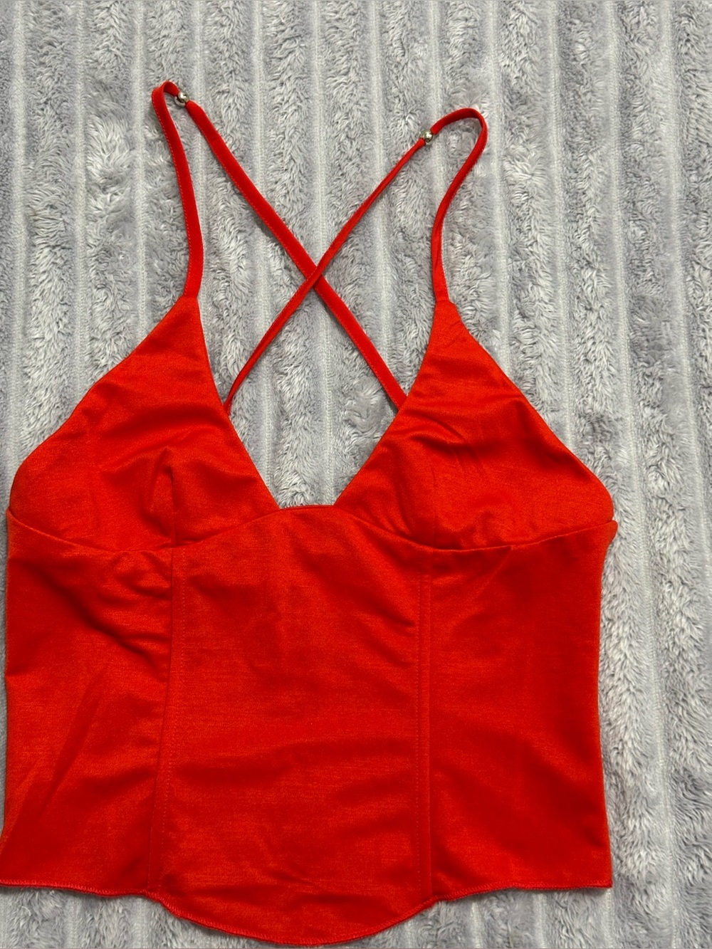 Red Cross-Back Cami Top